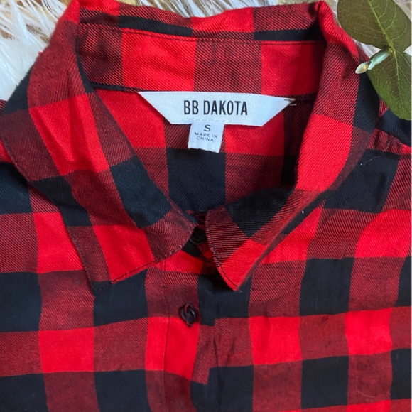 BB Dakota Squared Up Red Plaid Button-Up Shirt Dress - Picture 4 of 5